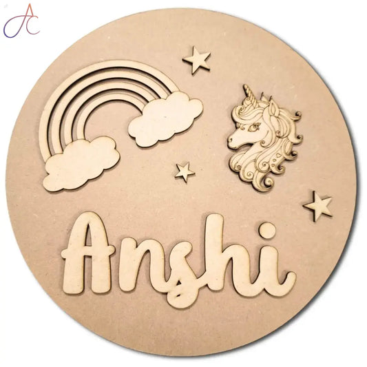 Kids Nameplate- Unicorn Theme Design-2