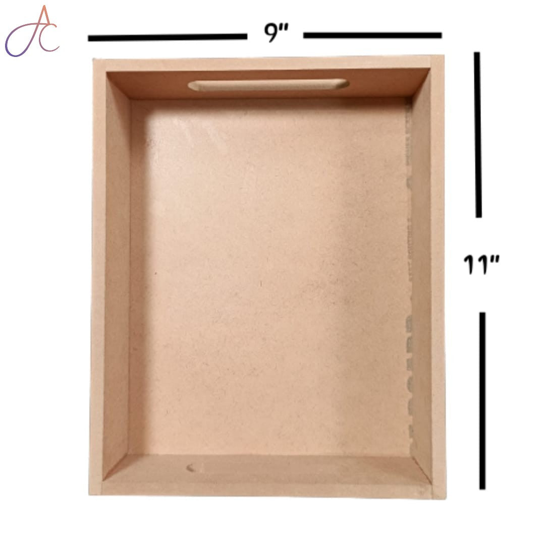 Set of 3 Rectangle MDF Trays | MDF Tray for Decoupage Artists | Wooden Trays | 12*10, 11*9, 10*8 Height 2 Inch each
