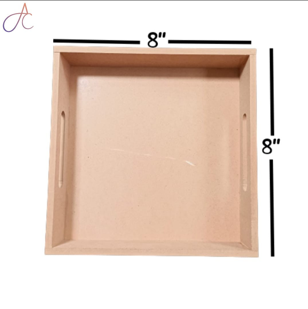 Set of 3 Square MDF Trays | MDF Tray for Decoupage Artists | Wooden Trays | 12*12, 10*10, 8*8 Height 2 Inch each