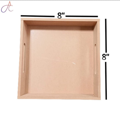 Set of 3 Square MDF Trays | MDF Tray for Decoupage Artists | Wooden Trays | 12*12, 10*10, 8*8 Height 2 Inch each