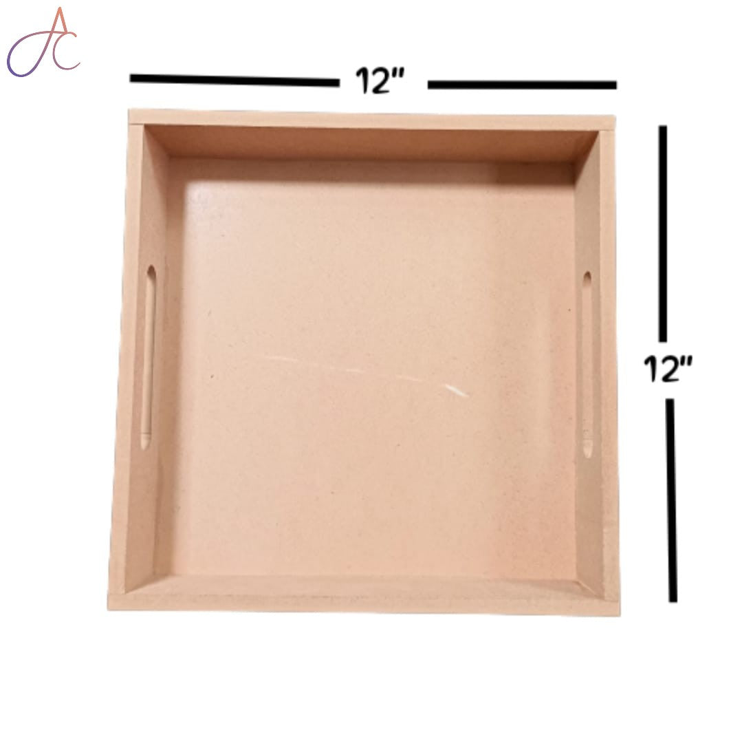 Set of 3 Square MDF Trays | MDF Tray for Decoupage Artists | Wooden Trays | 12*12, 10*10, 8*8 Height 2 Inch each