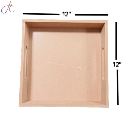 Set of 3 Square MDF Trays | MDF Tray for Decoupage Artists | Wooden Trays | 12*12, 10*10, 8*8 Height 2 Inch each