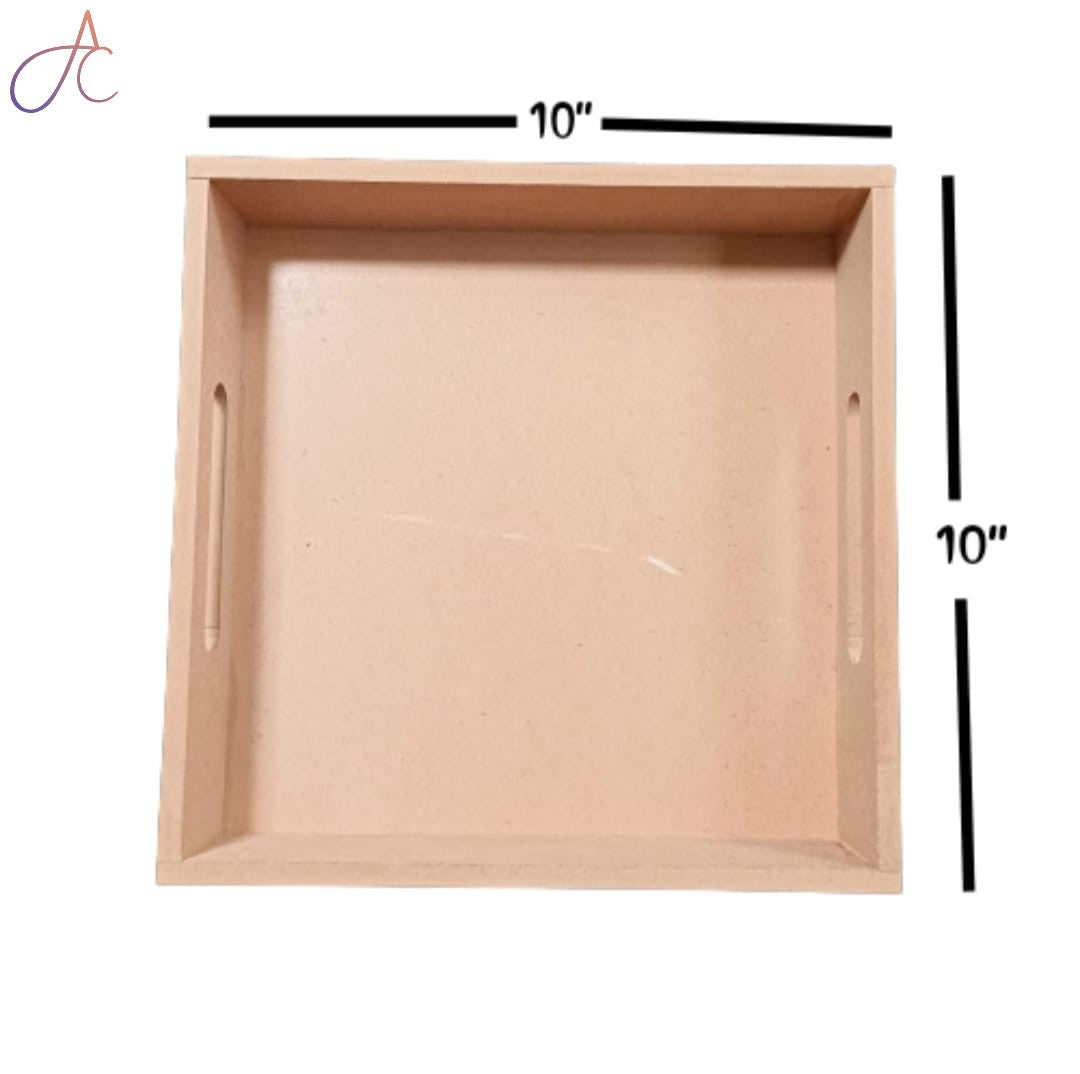 Set of 3 Square MDF Trays | MDF Tray for Decoupage Artists | Wooden Trays | 12*12, 10*10, 8*8 Height 2 Inch each