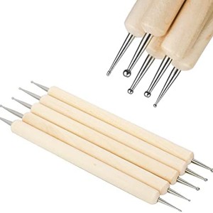 5pcs Wooden Dotting Tool Set for Clay Pottery Ceramic Nail Art DIY