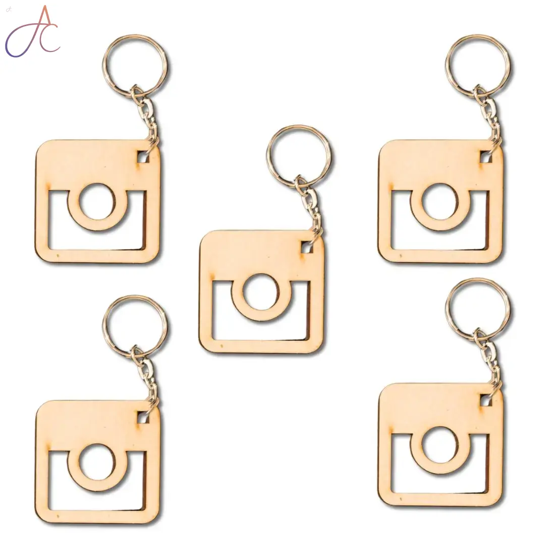 MDF Keychain Bases Instagram Style Set of 5