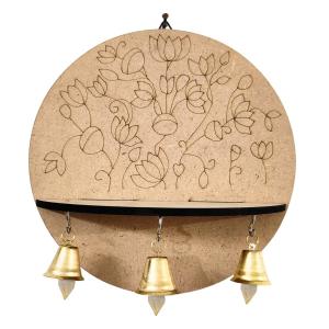 Premarked Wall Mount Base Pichwai Lotus design with bells
