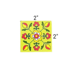 Interior Exterior Crafted Tabletop Flooring Wall Festive Decorative 2 x 2 inch Tiles Pack of 12 Tiles (Green, Red & Multi)