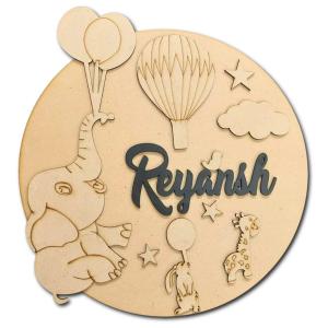 Kids Nameplate- Elephant Theme