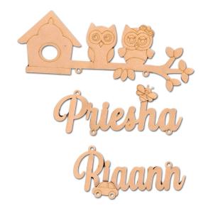 Kids Nameplate- Twin Owl Theme